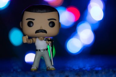 Lviv, Ukraine - November 12, 2024:London, UK - July 23, 2023: Funko POPO vinyl figure of Freddie Mercury (Queen) clipart