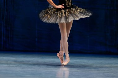 Closeup of ballerinas dancing on stage. clipart