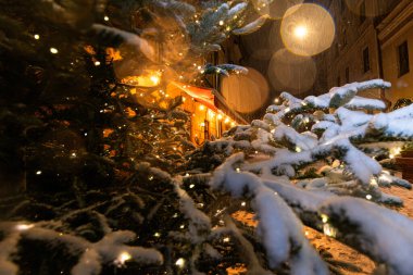 Lviv, Ukrayna - 10 Aralık 2024: Kışın Lviv Caddesi