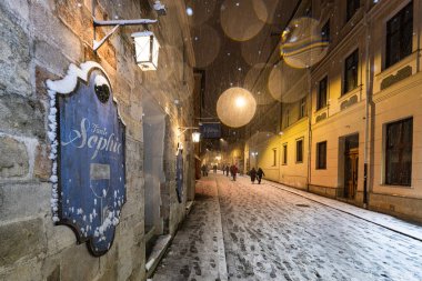 Lviv, Ukrayna - 10 Aralık 2024: Kışın Lviv Caddesi