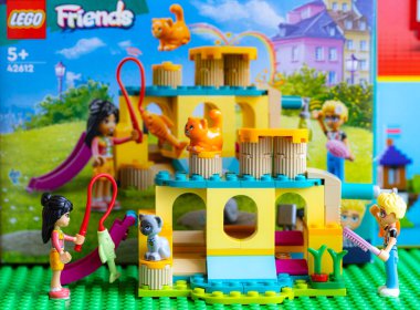 Lviv, Ukrayna - 2 Ocak 2025: LEGO Arkadaşlar Kedi Bahçesi Macerası
