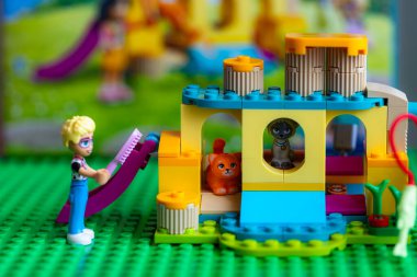 Lviv, Ukrayna - 2 Ocak 2025: LEGO Arkadaşlar Kedi Bahçesi Macerası