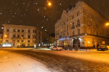 Lviv, Ukrayna - 12 Ocak 2025: Kışın George Oteli