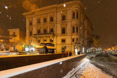 Lviv, Ukrayna - 12 Ocak 2025: Kışın George Oteli