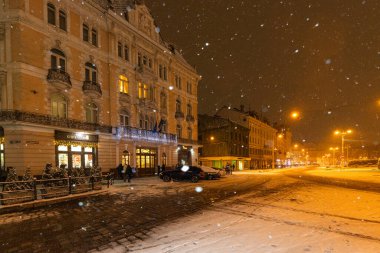 Lviv, Ukrayna - 12 Ocak 2025: Kışın George Oteli