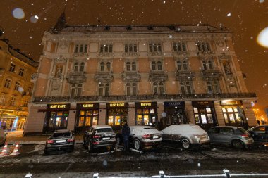 Lviv, Ukrayna - 12 Ocak 2025: Kışın George Oteli