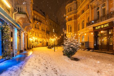 Lviv, Ukrayna - 12 Ocak 2025: Kışın Lviv Caddesi