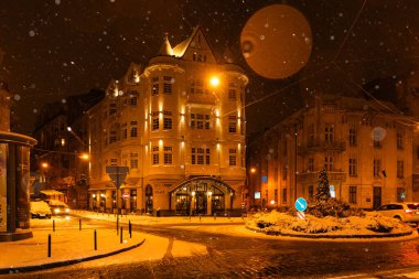 LVIV, UKRAINE - 12 Ocak 2025: Lviv 'deki Atlas Deluxe Oteli