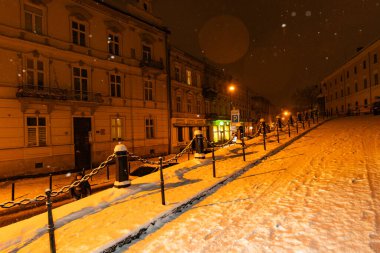 Lviv, Ukrayna - 12 Ocak 2025: Kışın Lviv Caddesi