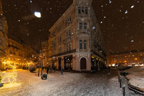 Lviv, Ukrayna - 12 Ocak 2025: Kışın Lviv Caddesi