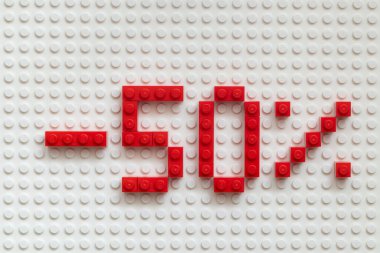 Lviv, Ukrayna - 5 Şubat 2025: 50 Lego bloklarından yapılan satışlar