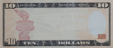 10 dolarlık banknot ve tasarım amaçlı boş orta alan