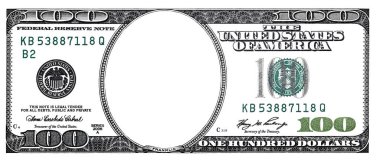 100 dolarlık sınır ve boş orta alan tasarım amacı için