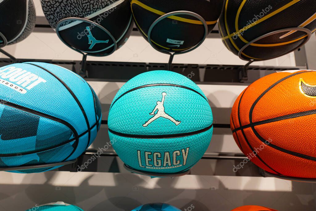Lviv, Ukraine - April 16, 2025: Nike basketball in store