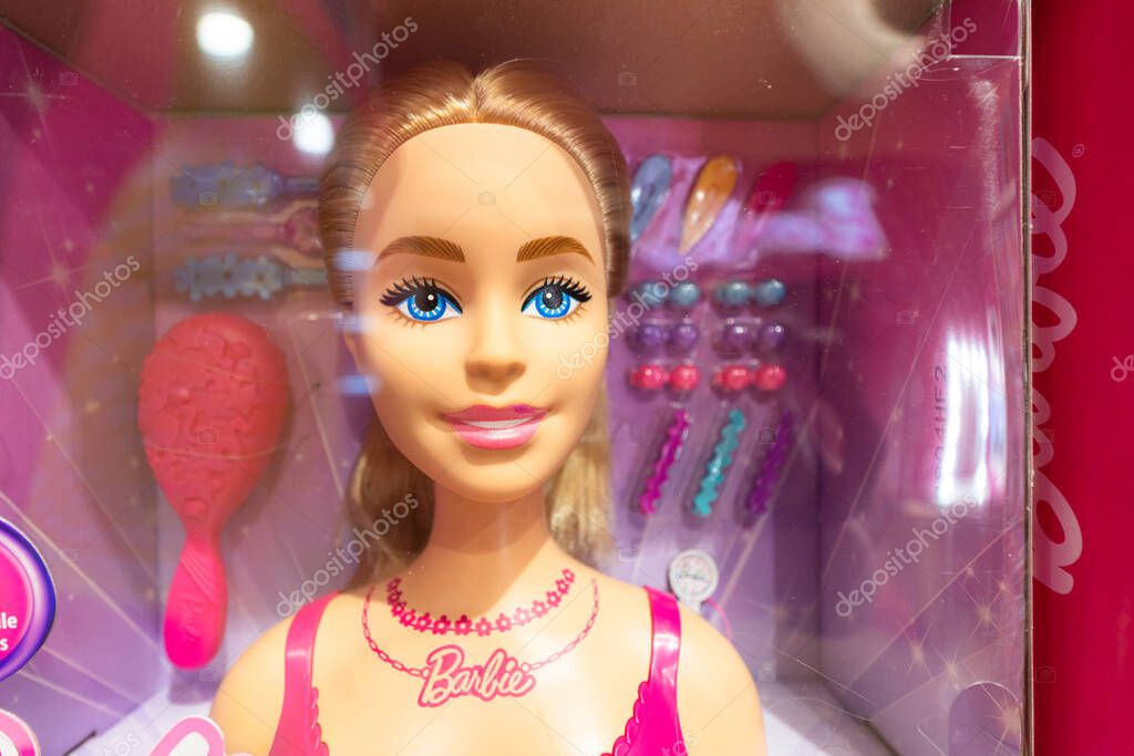 Lviv, Ukraine - April 16, 2025: Barbie dolls in toy store