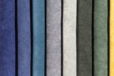 Tasarım amacı için renkli desenli tekstil örneklerinin yakınlaştırılması