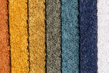 Tasarım amacı için renkli desenli tekstil örneklerinin yakınlaştırılması