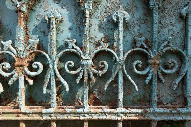 Antik paslı sahte çit dekorasyonu, tasarım amacı için klasik dekorasyon.