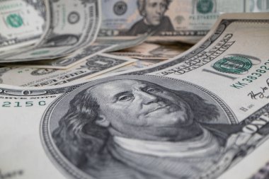 ABD 100 dolarlık banknotlar yığını tasarım amaçlı dolar banknotları