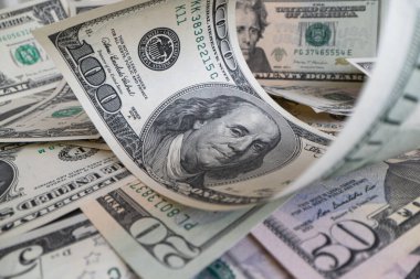 ABD 100 dolarlık banknotlar yığını tasarım amaçlı dolar banknotları