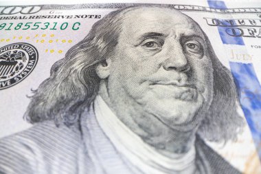 Tasarım amaçlı yeni 100 dolarlık banknotun bir parçası.