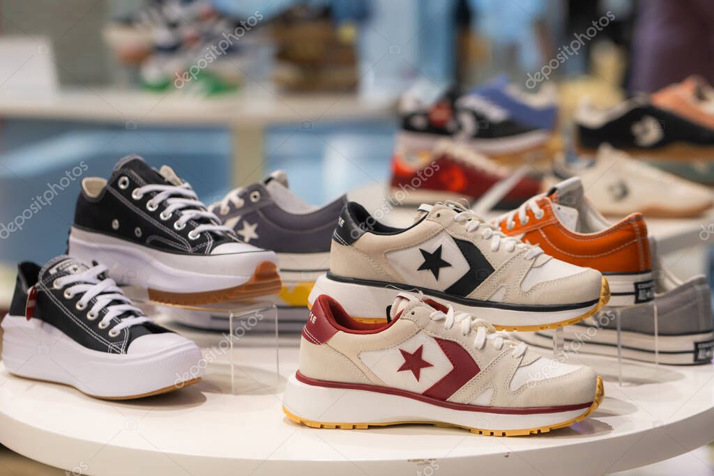Lviv, Ukraine - May 29, 2025: All Stars Converse sneakers in store