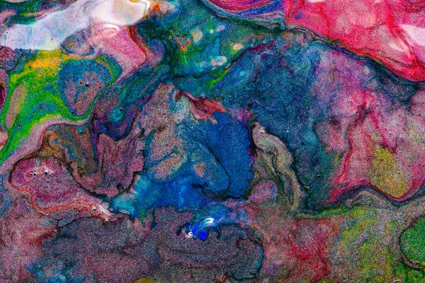 Parıldayan Metalik Renklerle Canlı Soyut Akışkan Sanat