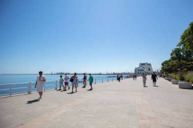 Köstence, Romanya - 17 Temmuz 2025 - Köstence Kumarhanesi Mimari Detayı - Karadeniz Kıyısındaki Tarihi Tarihi Tarihi Simge