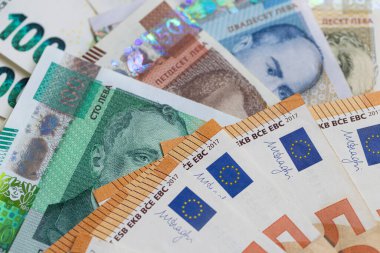 Avro Özgeçmişi olan Fanned Bulgar Lev Banknotes