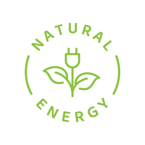 Grünes Energie Vektorlabel Logo Für Nachhaltige Natürliche Und Erneuerbare Ressourcen — Stockvektor