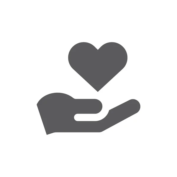 Рука Серце Чорний Вектор Значок Благодійна Допомога Або Заповнений Символ — стоковий вектор