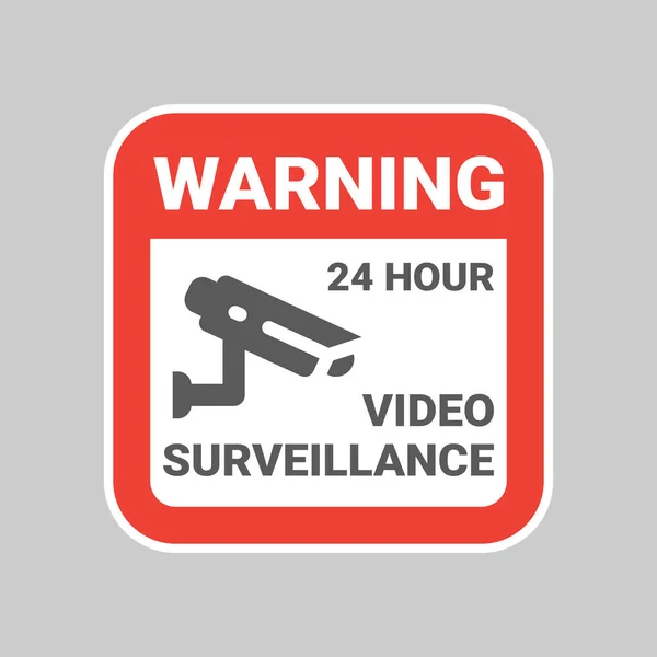 Warnaufkleber Für Videoüberwachung Stunden Cctv Überwachungskamera Etikett — Stockvektor