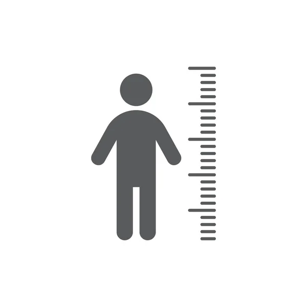 身高测量和一个男人的黑色矢量图标 测量刻度和填充符号 — 图库矢量图片