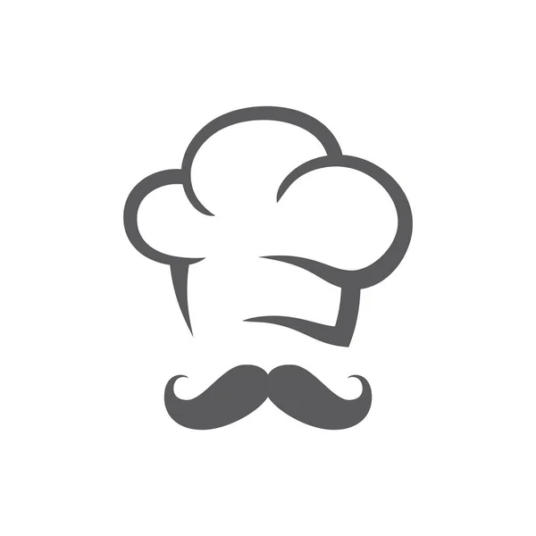 Chef Cap Com Ícone Vetor Bigode Cozinheiro Cozinhar Restaurante Logotipo —  Vetores de Stock