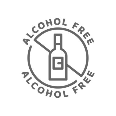 Alkolsüz vektör ikonu. İçindekiler etiketi, alkol yok.