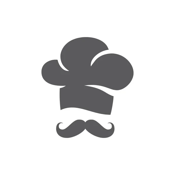 Casquette Chef Avec Icône Vectorielle Moustache Cuisiner Cuisine Restaurant Logo — Image vectorielle