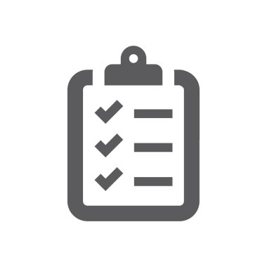 Pano kontrol listesi siyah vektör simgesi. İşaretli ya da işaretli sembollü klips tahtası.