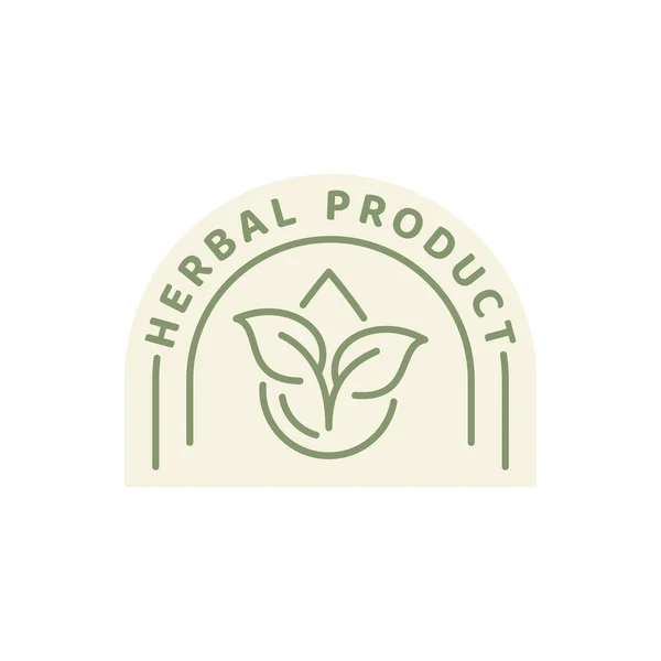 Pflanzliche Produktlinie Vektoretikett Nahrungsergänzungsmittel Nahrungsmittel Oder Kosmetika Mit Kräuterabzeichen — Stockvektor