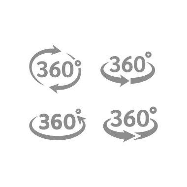 360 derecelik döngü vektör simgesi. 360 daire ok sembolü.