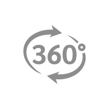 360 degrees view loop vector icon. Three hundred sixty circle arrow symbol. clipart