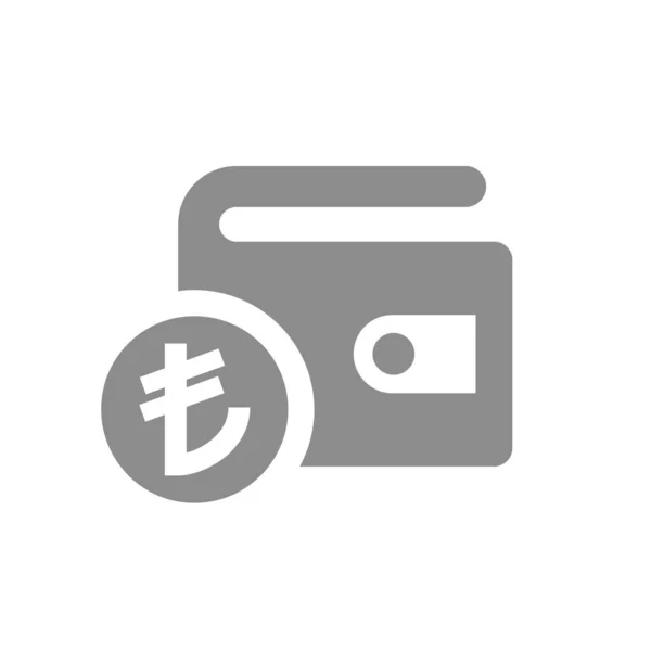 Portafoglio Moneta Icona Vettoriale Lira Turca Simbolo Riempimento Denaro Risparmio — Vettoriale Stock