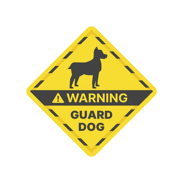Осторожно Собачий Желтый Векторный Знак Наклейка Сторожевой Собаки — стоковый вектор