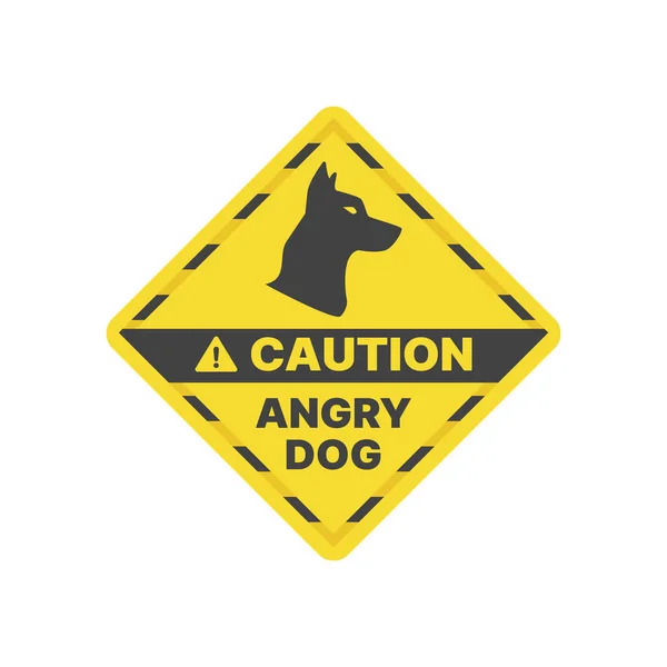 Beware Dog Yellow Vector Sign Warning Caution Angry Guard Dog — Stock Vector