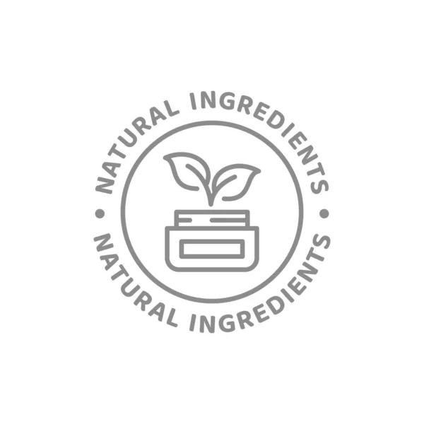 Natuurlijke Ingrediënten Cosmetica Lijn Vector Label Huidverzorging Insigne Voor Biologische — Stockvector