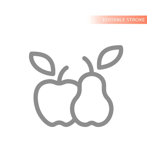 Apfel Und Birnenlinien Vektorsymbol Frucht Vegane Biologische Lebensmittel Gesunde Ernährung — Stockvektor