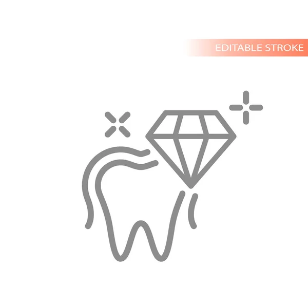 Leuchtender Und Funkelnder Zahn Mit Diamantlinien Vektorsymbol Gesundes Weißes Zahnumrandungssymbol — Stockvektor