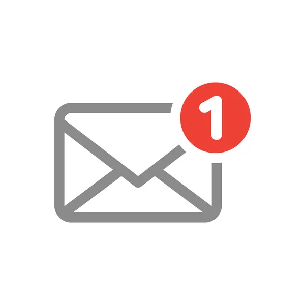 Mail Ícone Vetor Linha Envelope Carta Com Notificação Símbolo Contorno —  Vetores de Stock