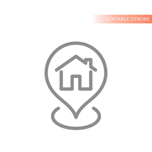 Haus Haus Und Ort Pinline Vektor Symbol Umrissensymbol Für Wohnadresse — Stockvektor