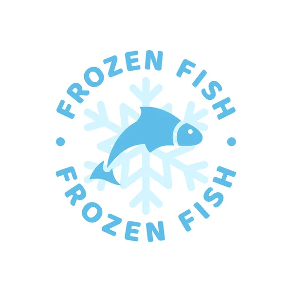 Pescado Congelado Etiqueta Del Vector Del Producto Sello Adhesivo Azul — Vector de stock
