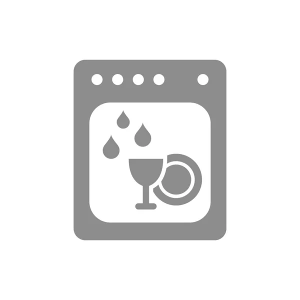 Dishwasher Dishes Filled Vector Icon Dishwashing Machine Symbol — Stock Vector
